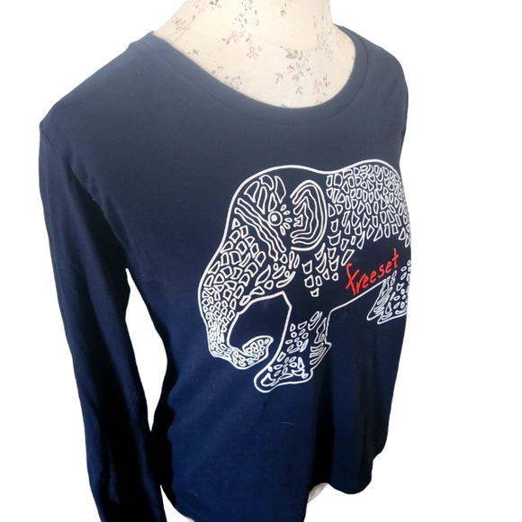 Freeset women's graphic elephant long sleeve shirt Large - Picture 3 of 7